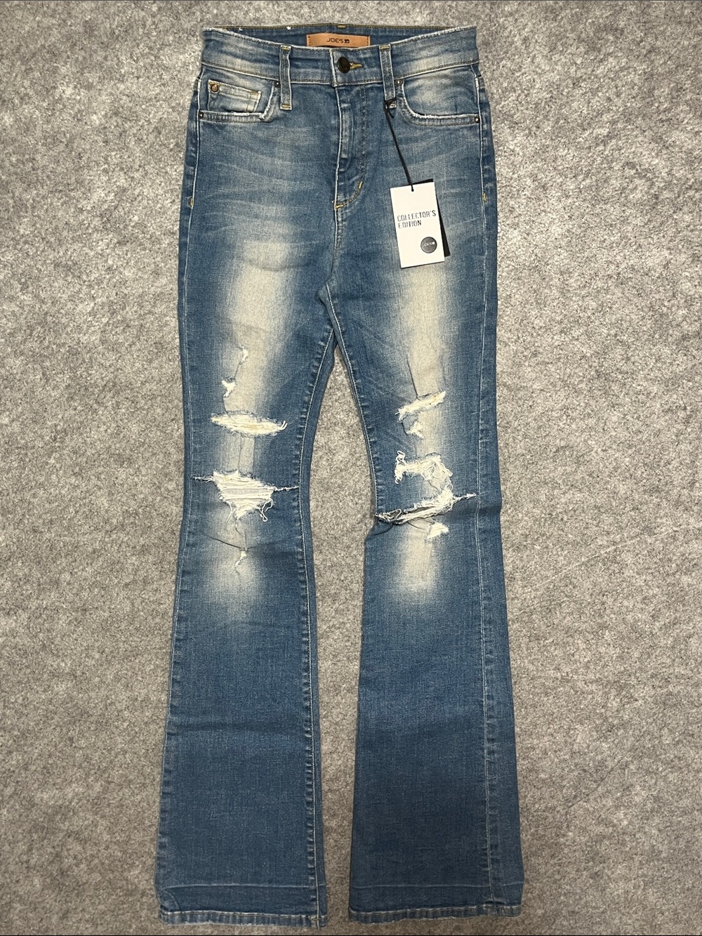 Joe’s Distressed Medium Blue High Rise Flare Jeans